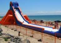 Outdoor Orange Giant Inflatable Beach Water Slide With Digital Printing