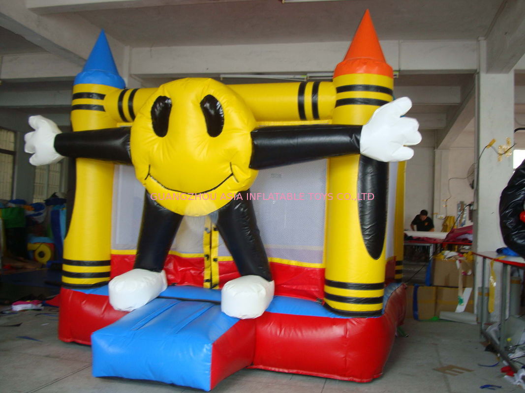3m Yellow Inflatable Amusement Park With Smileface Mini Bouncer