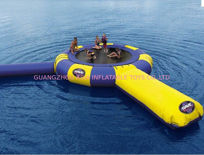 0.9mm PVC Tarpaulin Trampoline Blue And Yellow Inflatable Trampoline For Sale
